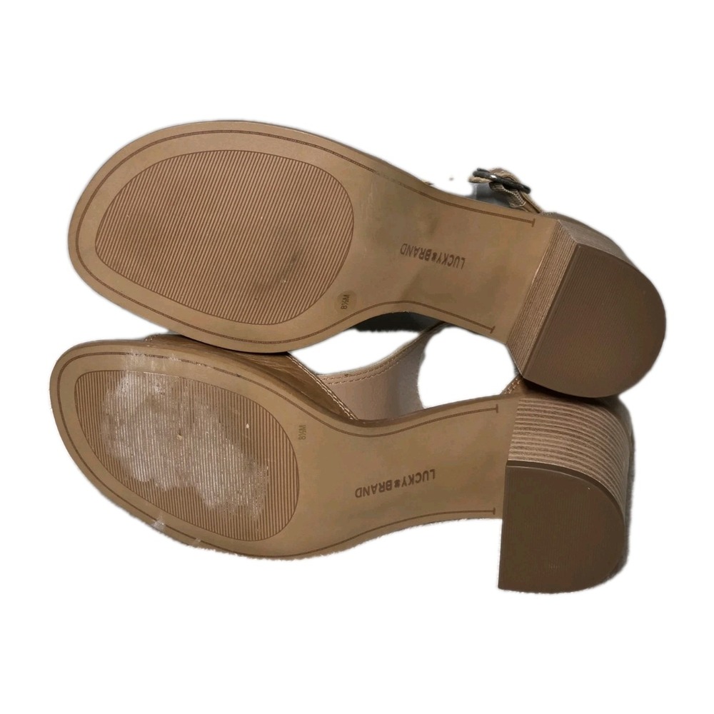 Lucky Brand Womens Sabeni T- Strap Block Heeled Strappy Sandals Tan Size 8.5 M - Picture 7 of 9